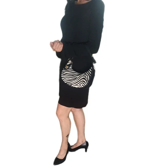 Charlie Leather Belluccina Black & White Zebra Print Small Shoulder Bag - NWT - Picture 14 of 15